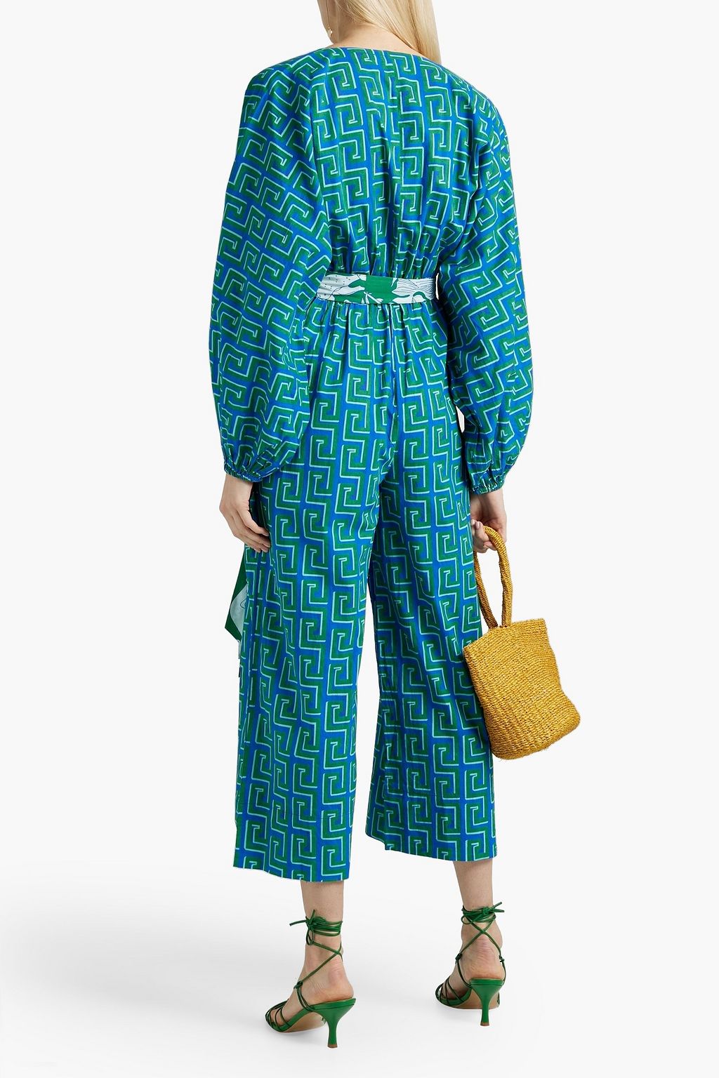 RHODE Anika wrap-effect printed cotton jumpsuit