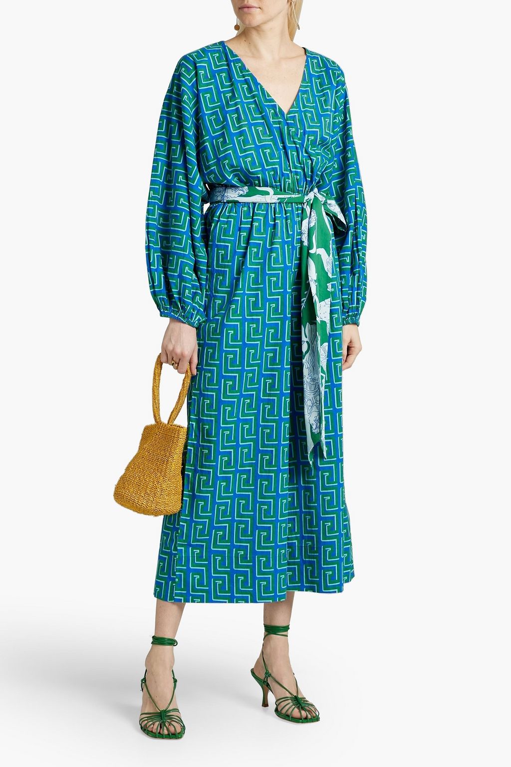 RHODE Anika wrap-effect printed cotton jumpsuit