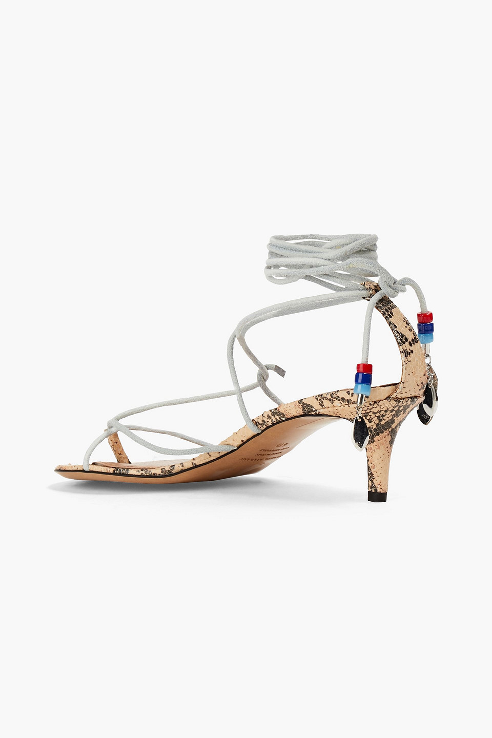 ISABEL MARANT EMBELLISHED SUEDE AND SNAKE-EFFECT LEATHER SANDALS