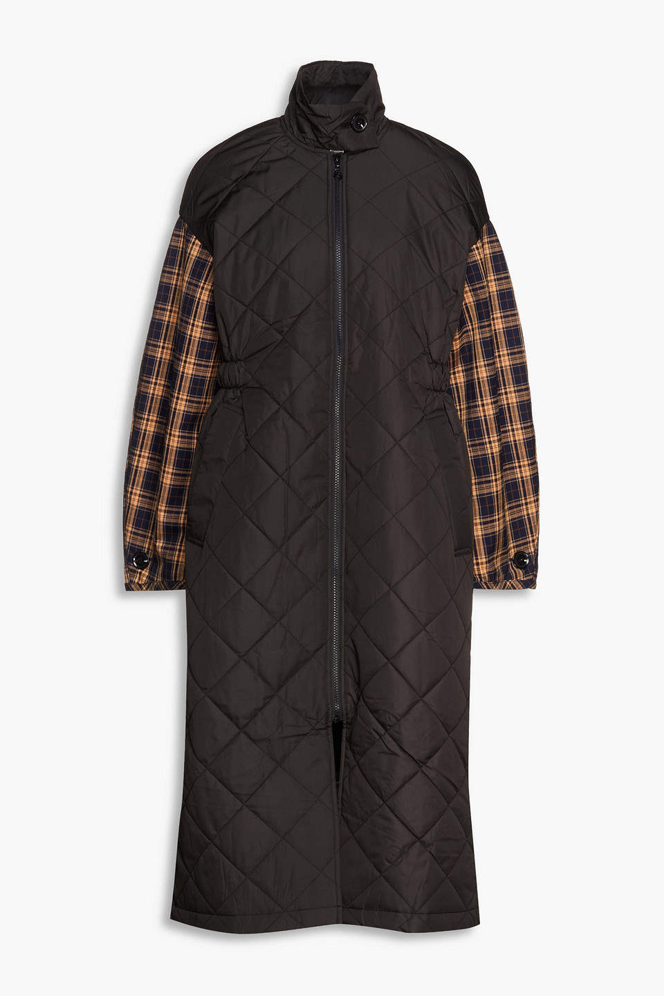 Baum Und Pferdgarten Checked-paneled Quilted Shell Coat In Black