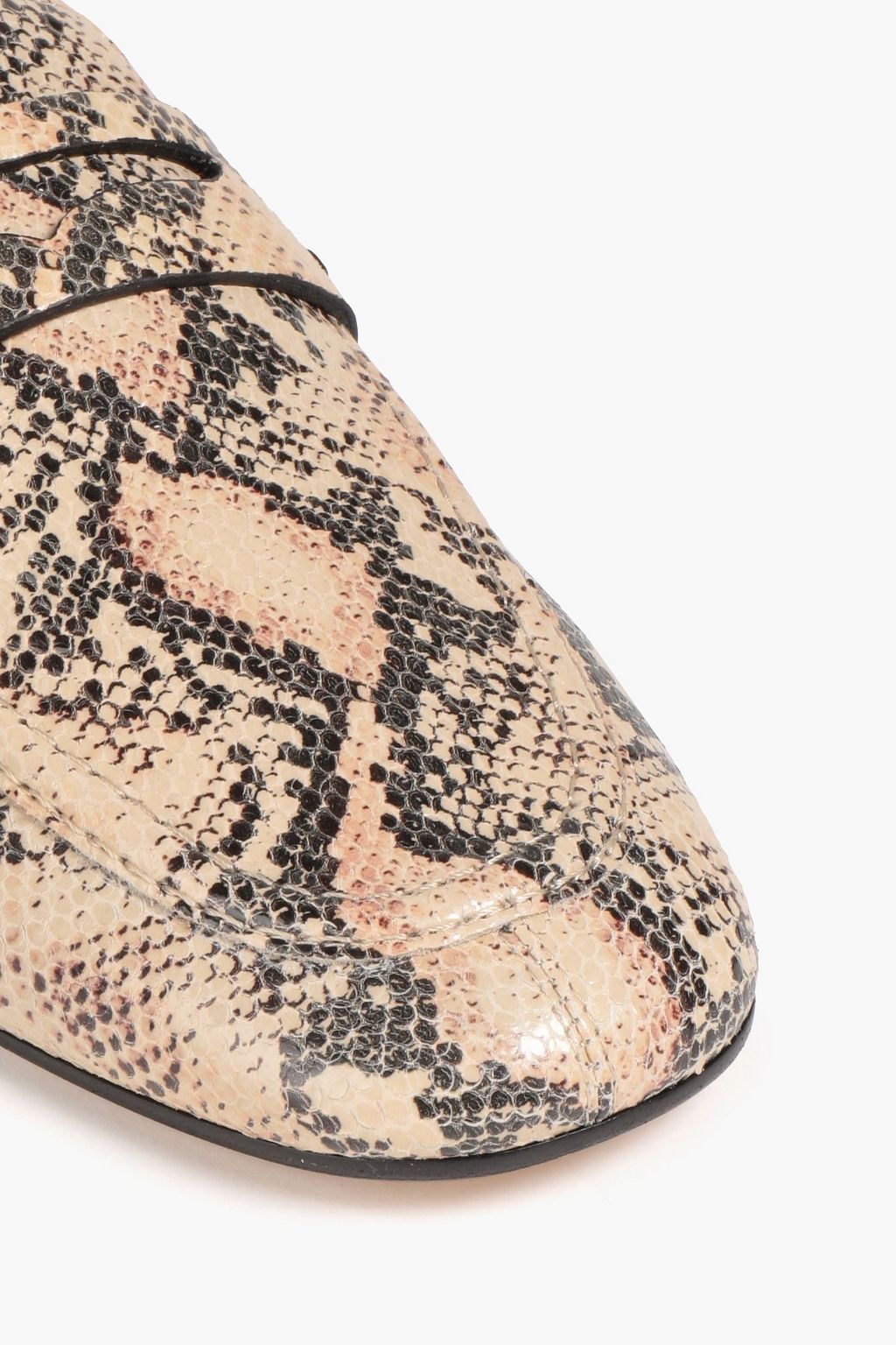 ISABEL MARANT Glossed snake-effect leather loafers