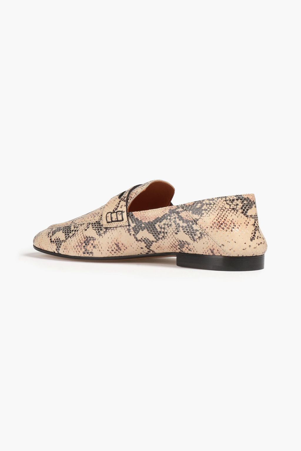 ISABEL MARANT Glossed snake-effect leather loafers