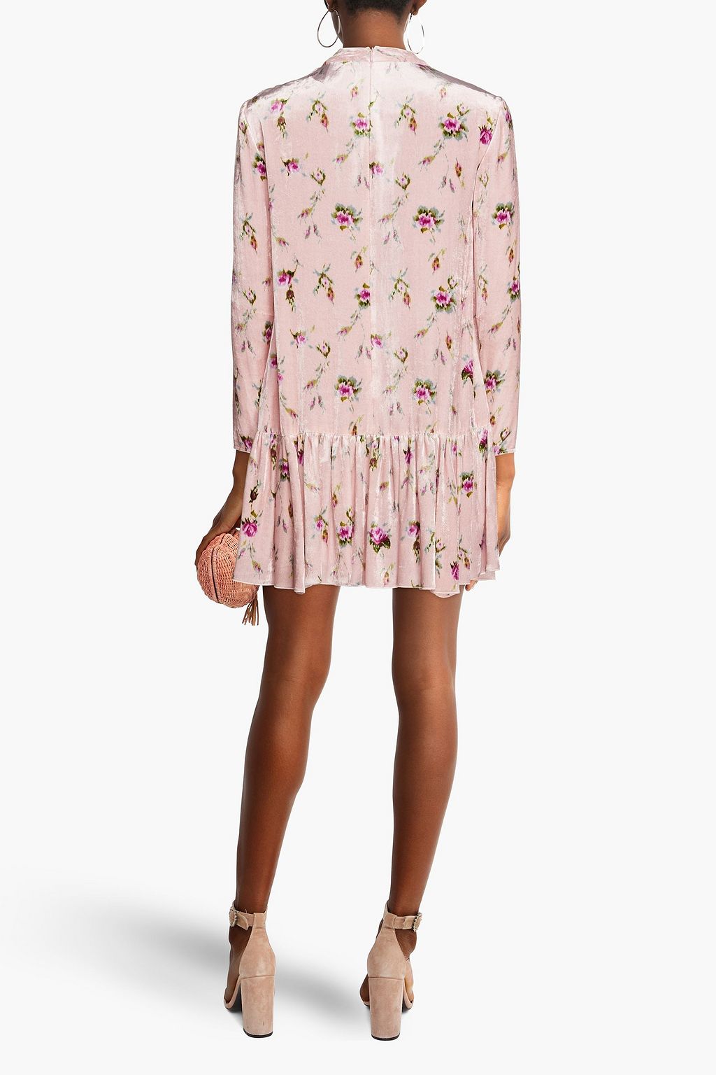 REDVALENTINO ベルベット ミニワンピース リボン付き フローラルプリント
