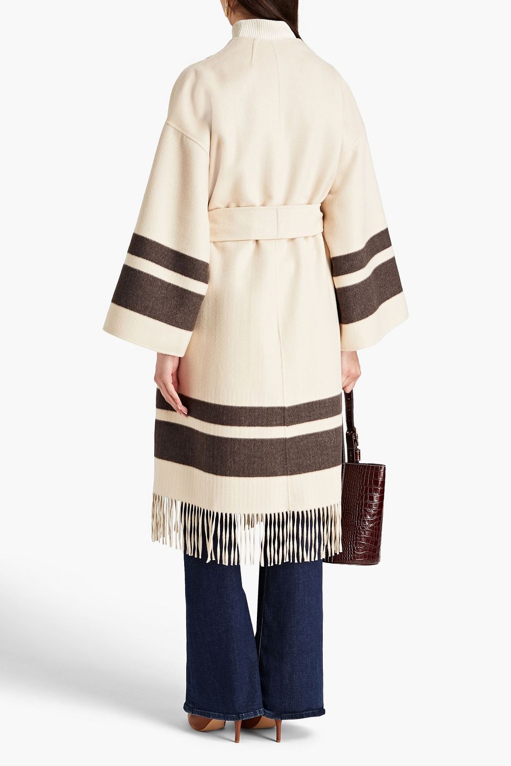 ZIMMERMANN Belted fringed brushed wool-felt coat