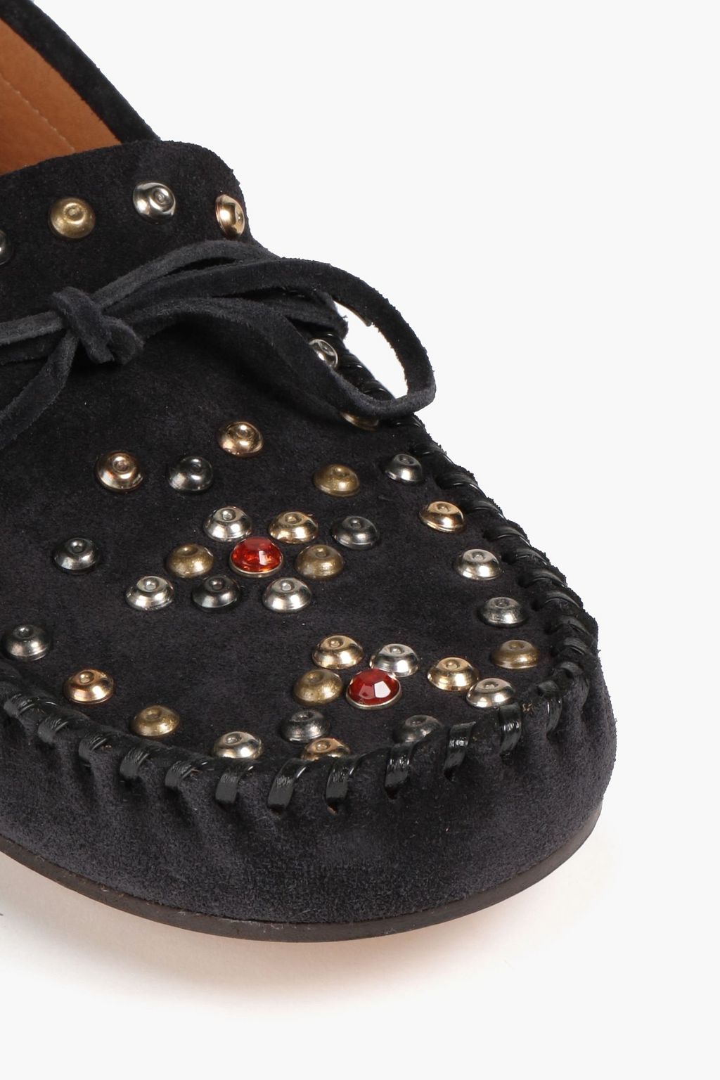 ISABEL MARANT Crystal-embellished suede loafers