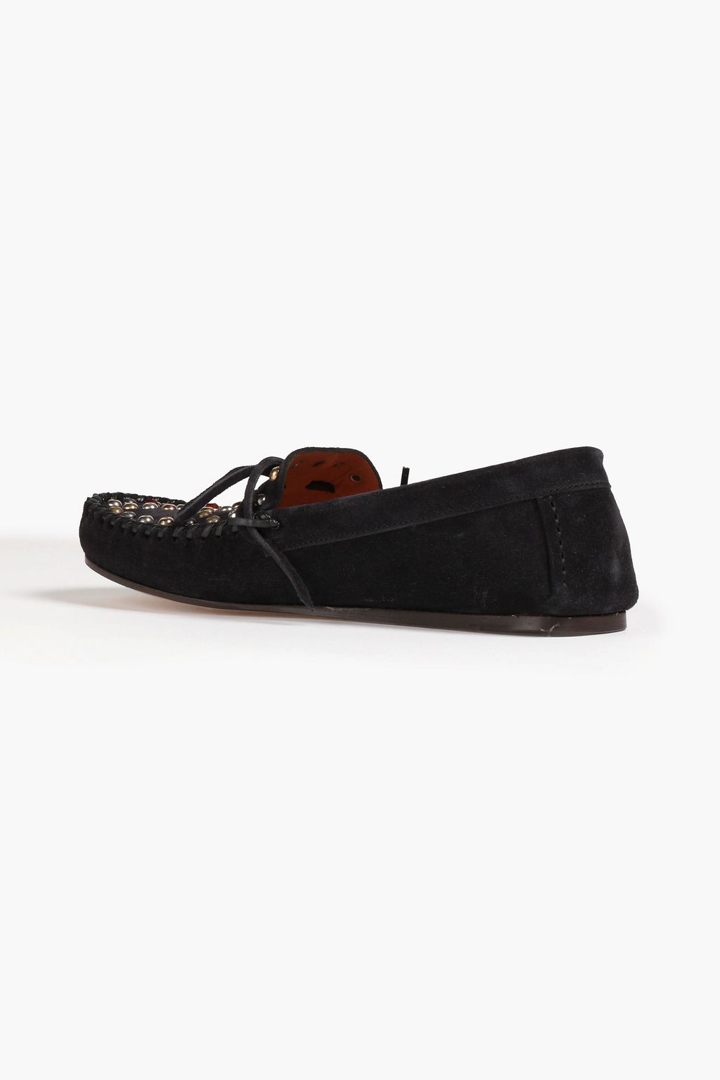 ISABEL MARANT Crystal-embellished suede loafers