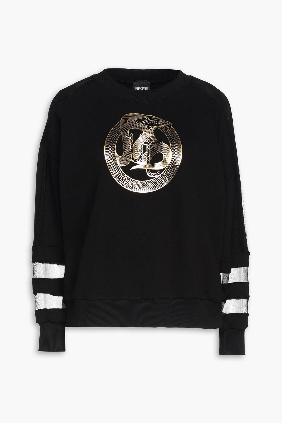 Just Cavalli Printed French Cotton-terry Sweatshirt In Black