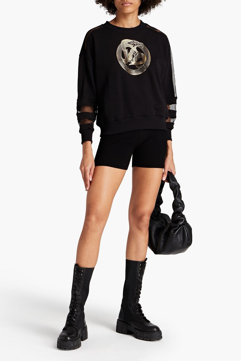 JUST CAVALLI Printed French cotton-terry sweatshirt