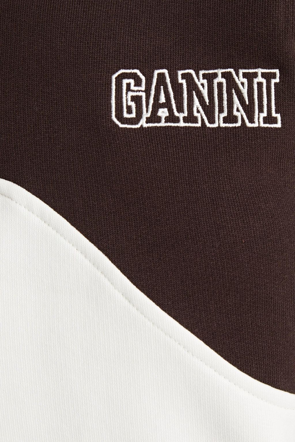 GANNI Embroidered two-tone organic cotton-fleece sweatshirt