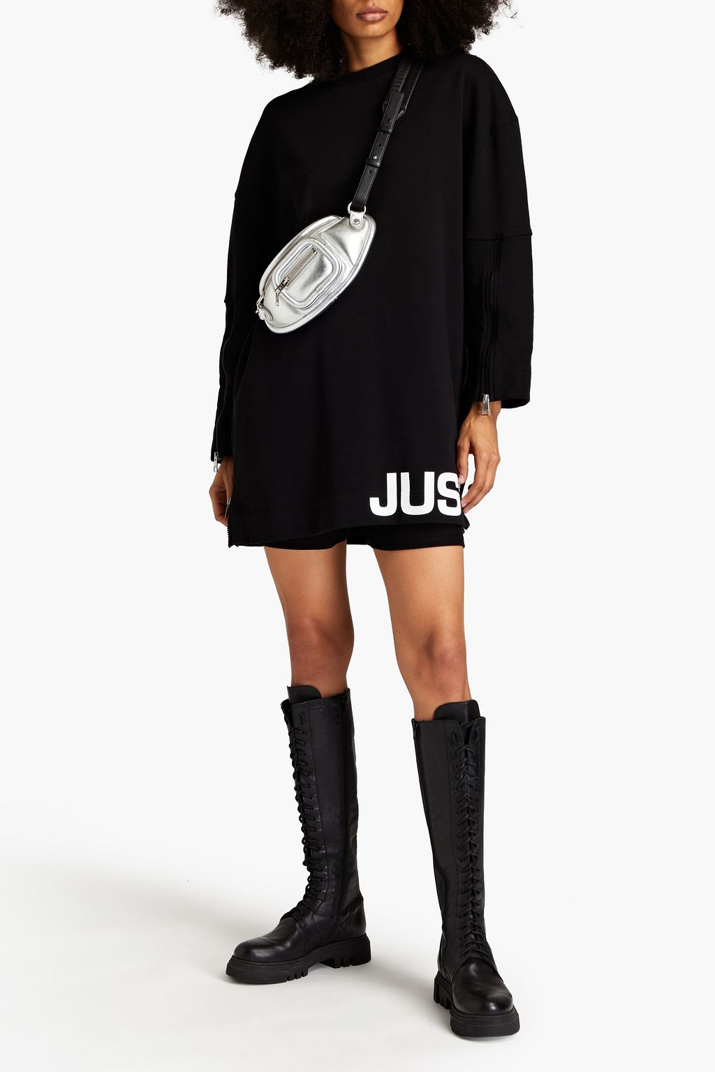 JUST CAVALLI フレンチコットンテリー スウェットシャツ ロゴプリント