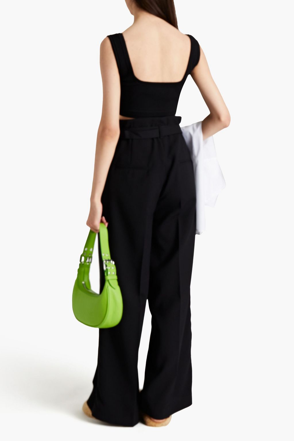 AMBUSH Belted wool-blend crepe wide-leg pants