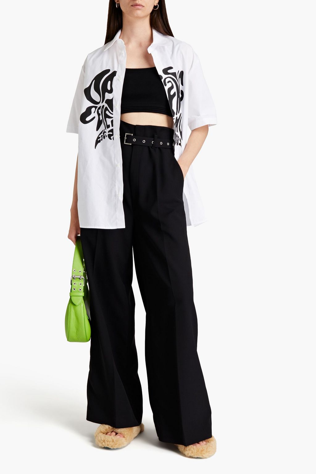 AMBUSH Belted wool-blend crepe wide-leg pants