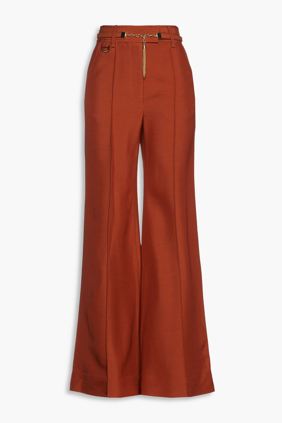 Zimmermann Belted Wool-blend Wide-leg Trousers