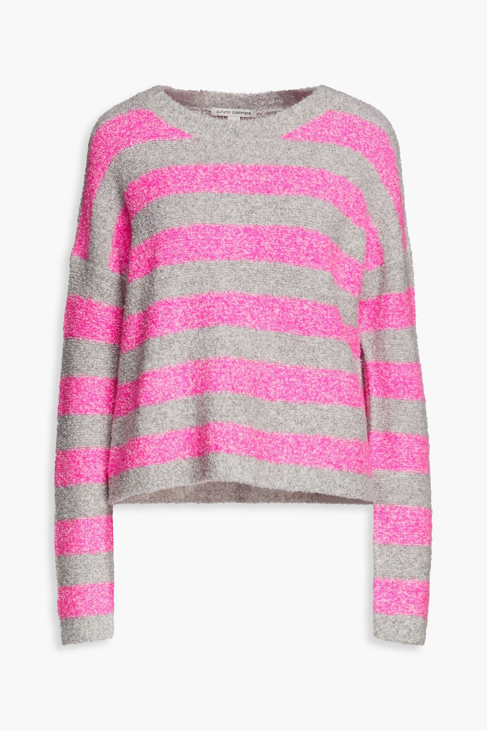 Autumn Cashmere Striped bouclé-knit merino wool-blend sweater