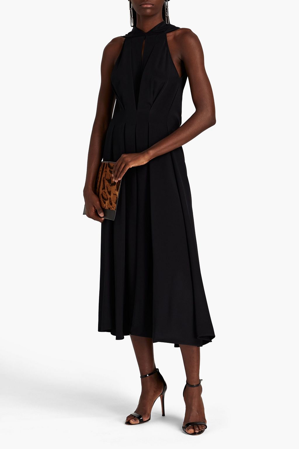 VICTORIA BECKHAM Pleated silk-satin crepe midi dress