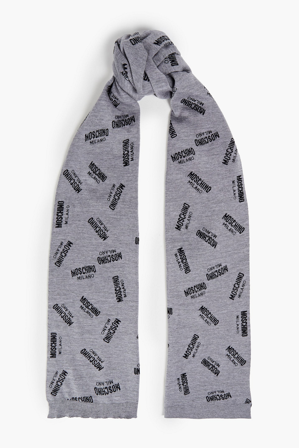 Moschino Jacquard-knit Wool Scarf In Grey