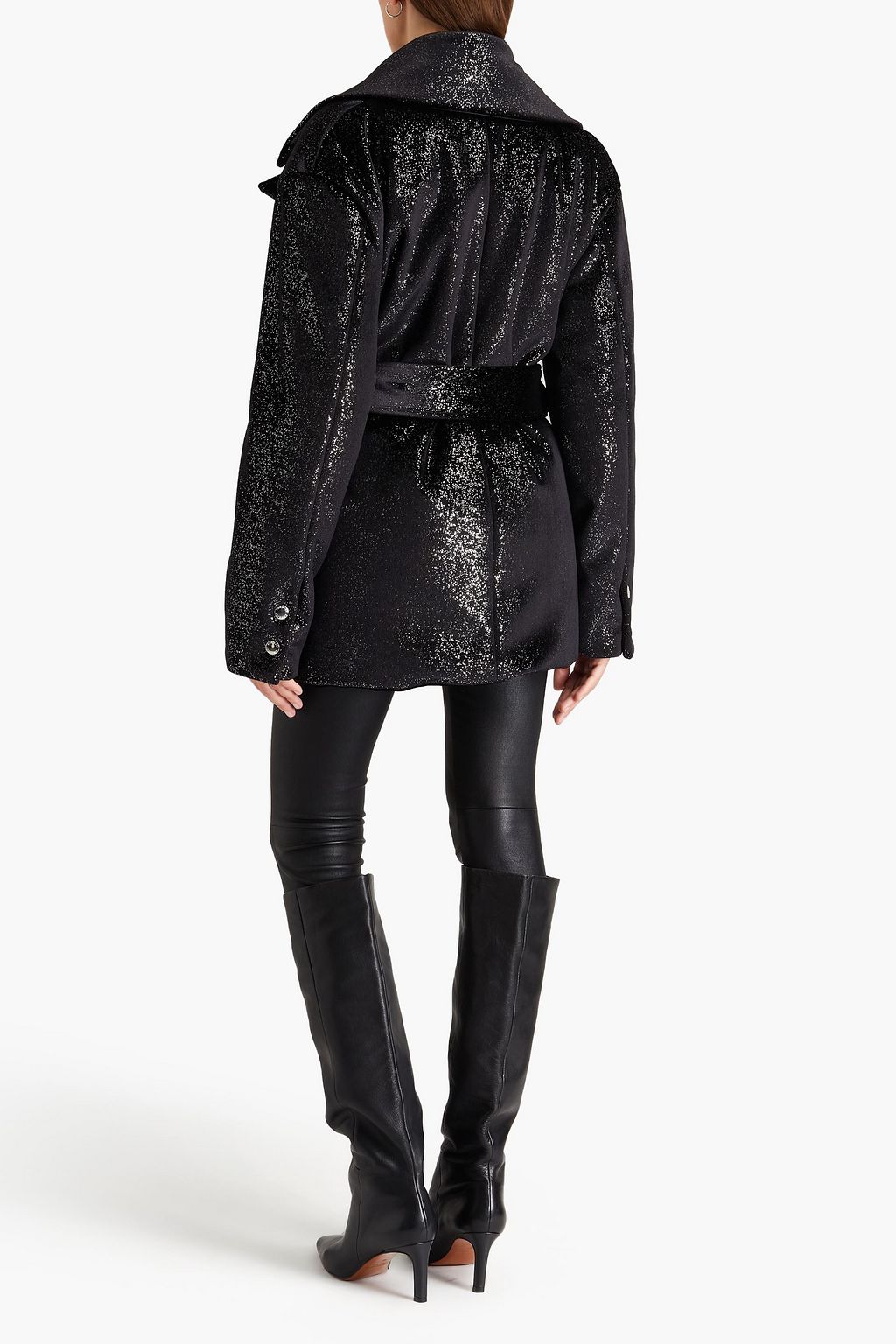 KHRISJOY Belted glittered velour jacket