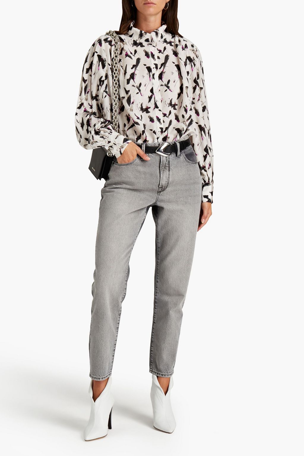 IRO Avila pleated printed crepe de chine blouse