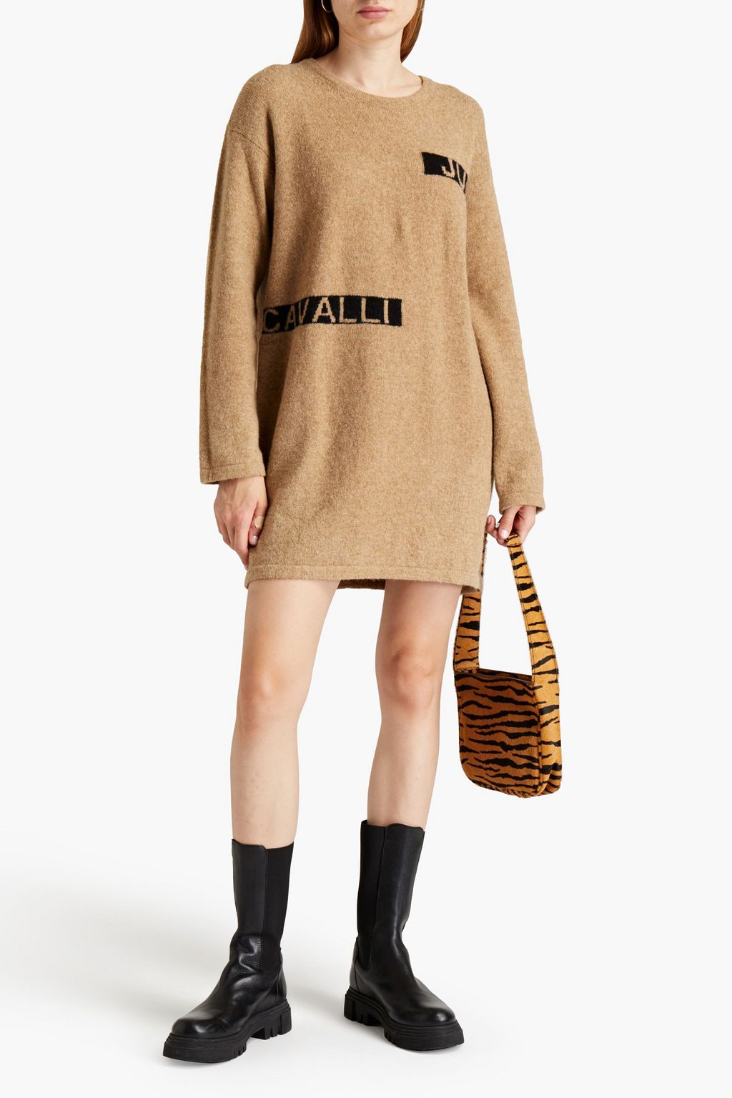 JUST CAVALLI Jacquard-knit mini dress