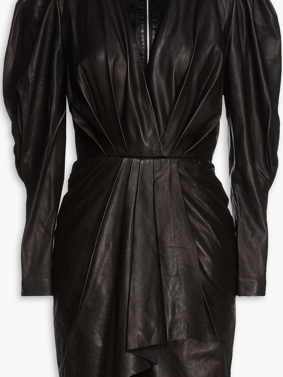 sumai wrap-effect pleated leather mini dress