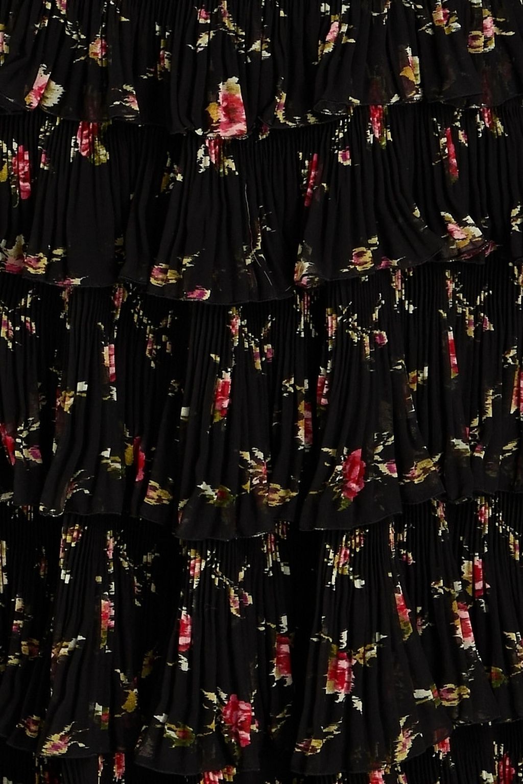 REDVALENTINO Pussy-bow tiered floral-print chiffon midi dress