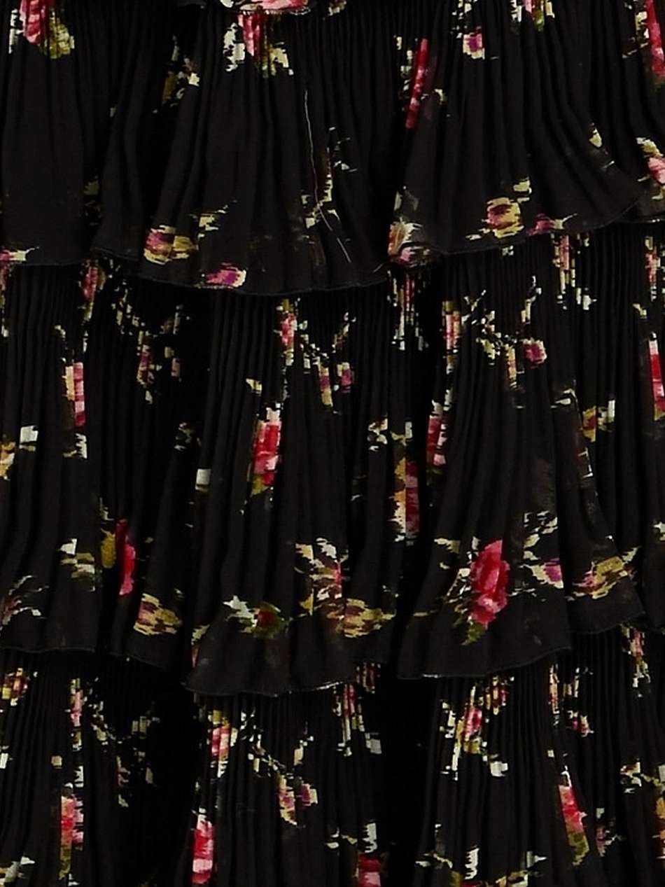 pussy-bow tiered floral-print chiffon midi dress