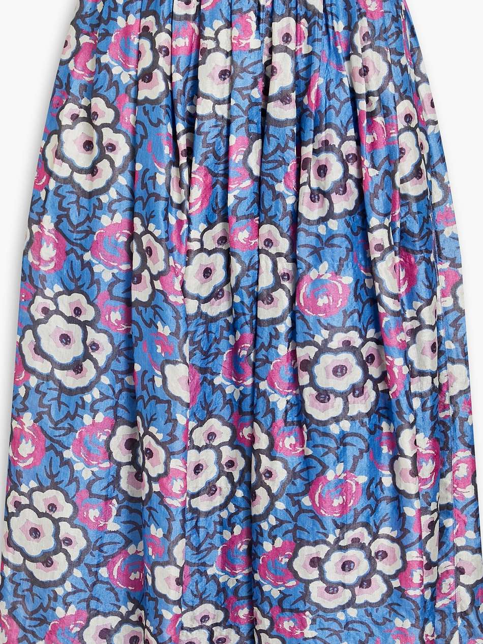 pleated floral-print silk culottes