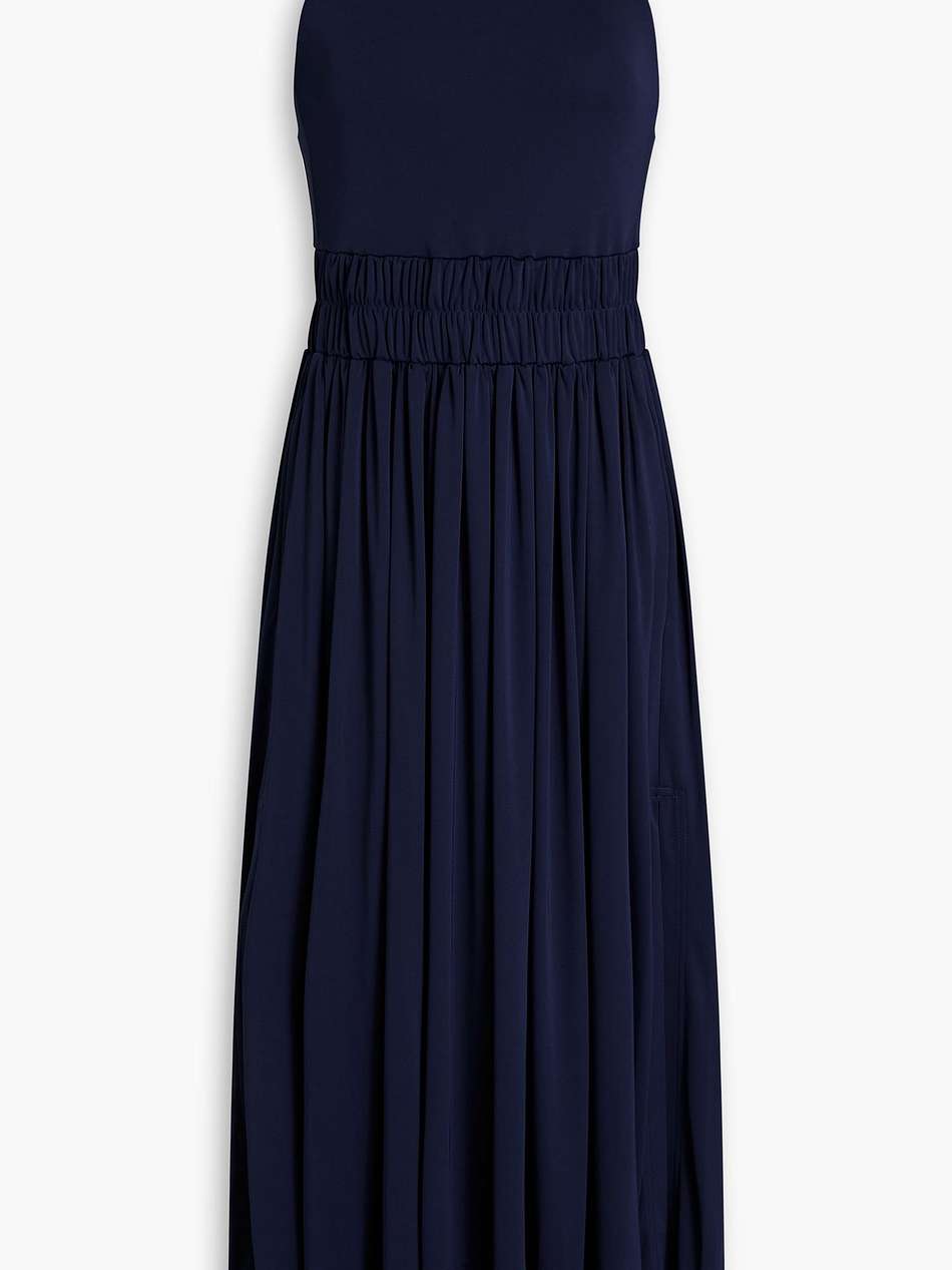 gathered jersey midi dress