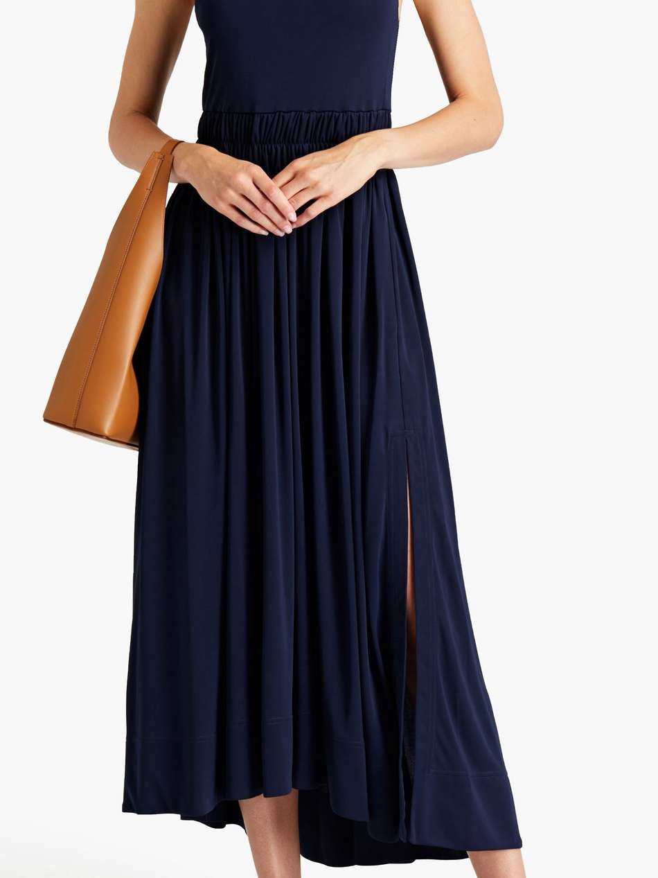 gathered jersey midi dress
