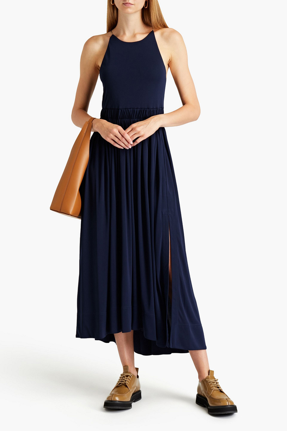 Shop 3.1 Phillip Lim / フィリップ リム Gathered Jersey Midi Dress In Navy