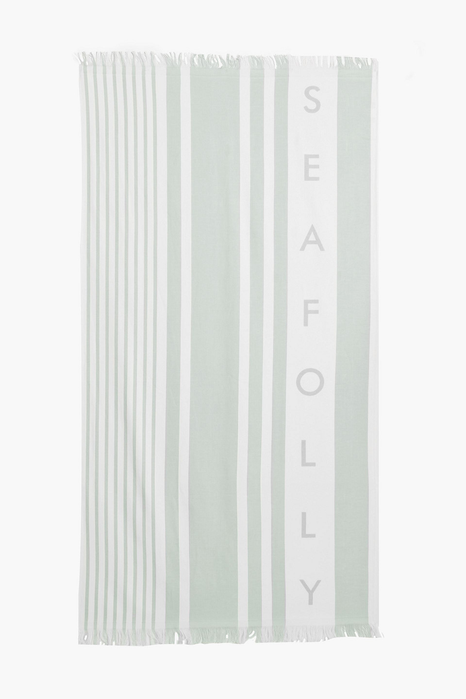 Seafolly Striped Cotton-terry Beach Towel In Sage Green