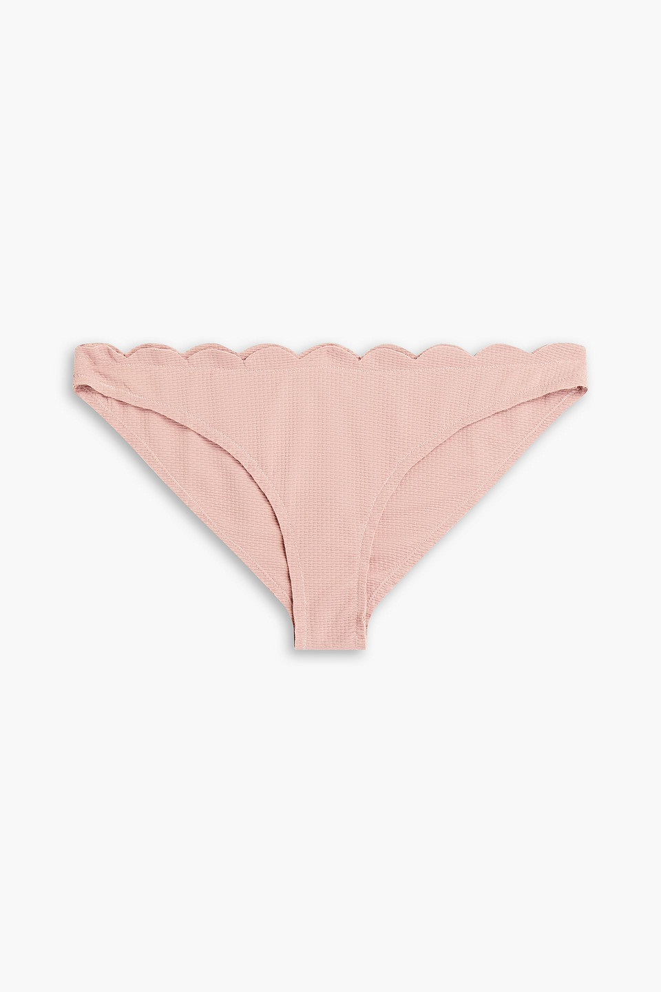 Marysia Textured Stretch-crepe Mid-rise Bikini Briefs In Antique Rose