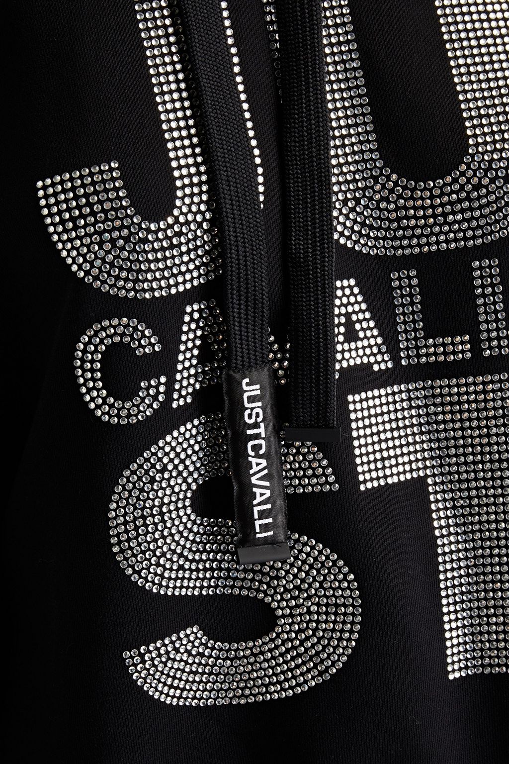 JUST CAVALLI Crystal-embellished French cotton-terry hoodie