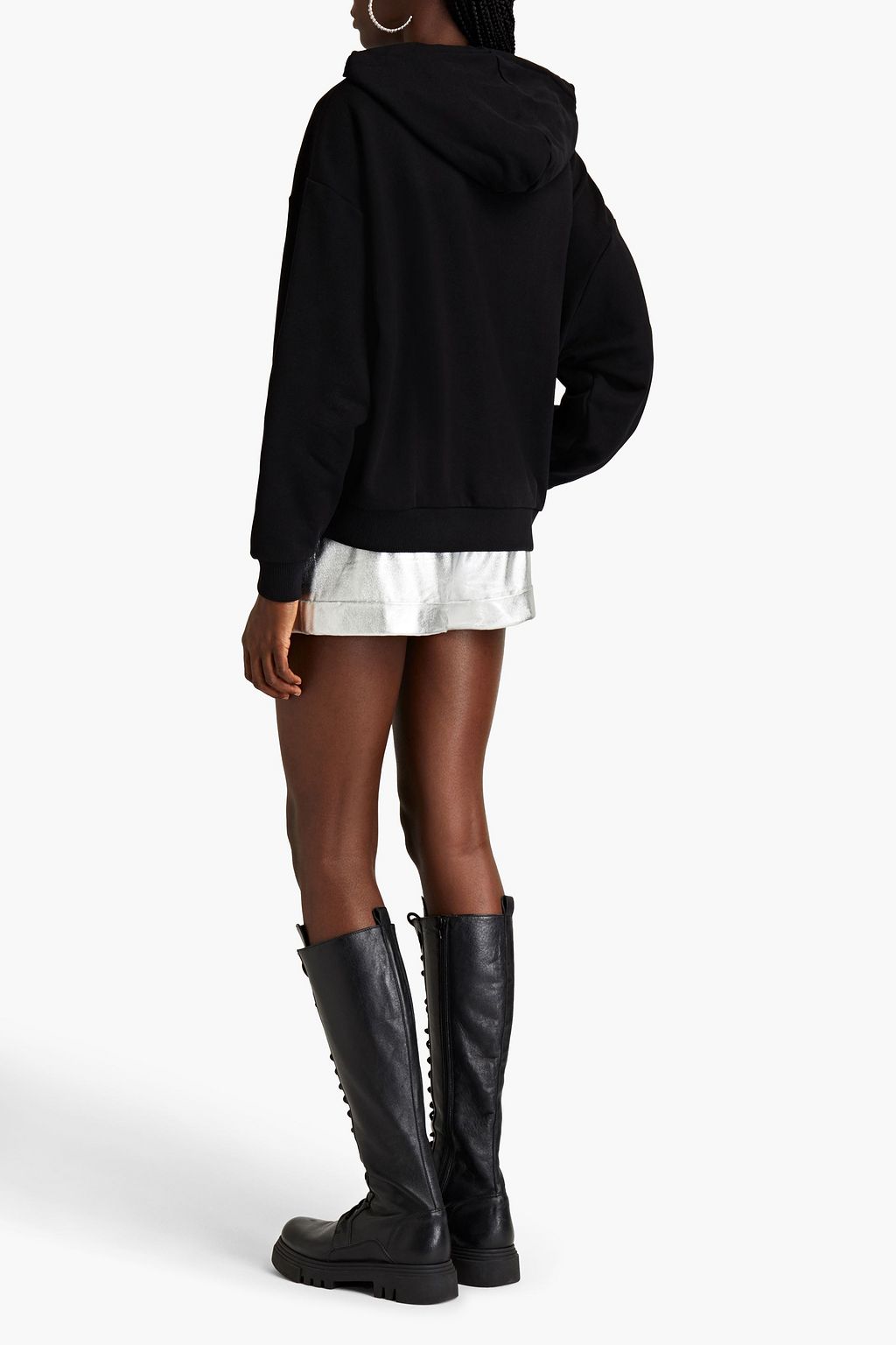 JUST CAVALLI Crystal-embellished French cotton-terry hoodie