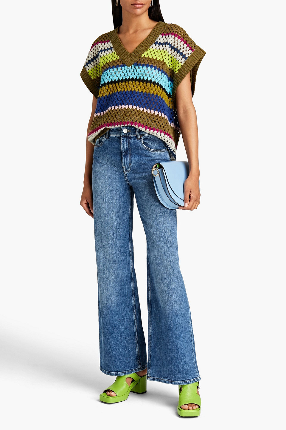 Baum Und Pferdgarten Nini Faded High-rise Wide-leg Jeans In Blue