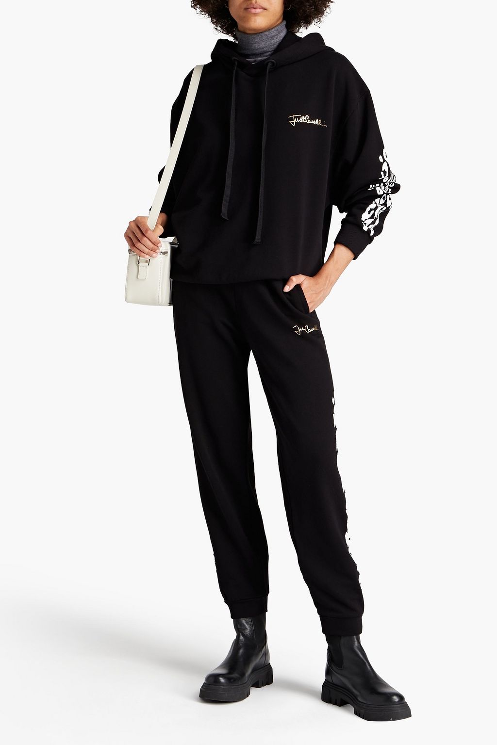 JUST CAVALLI Track Pants aus Baumwollfrottee mit Print