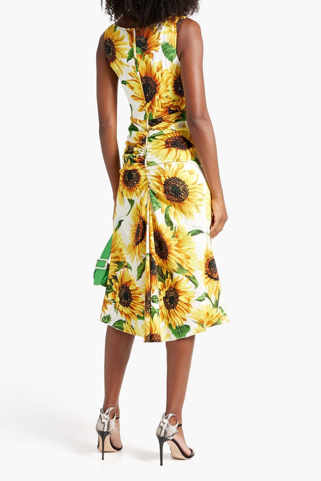 DOLCE&GABBANA Ruched floral-print silk-blend crepe midi dress