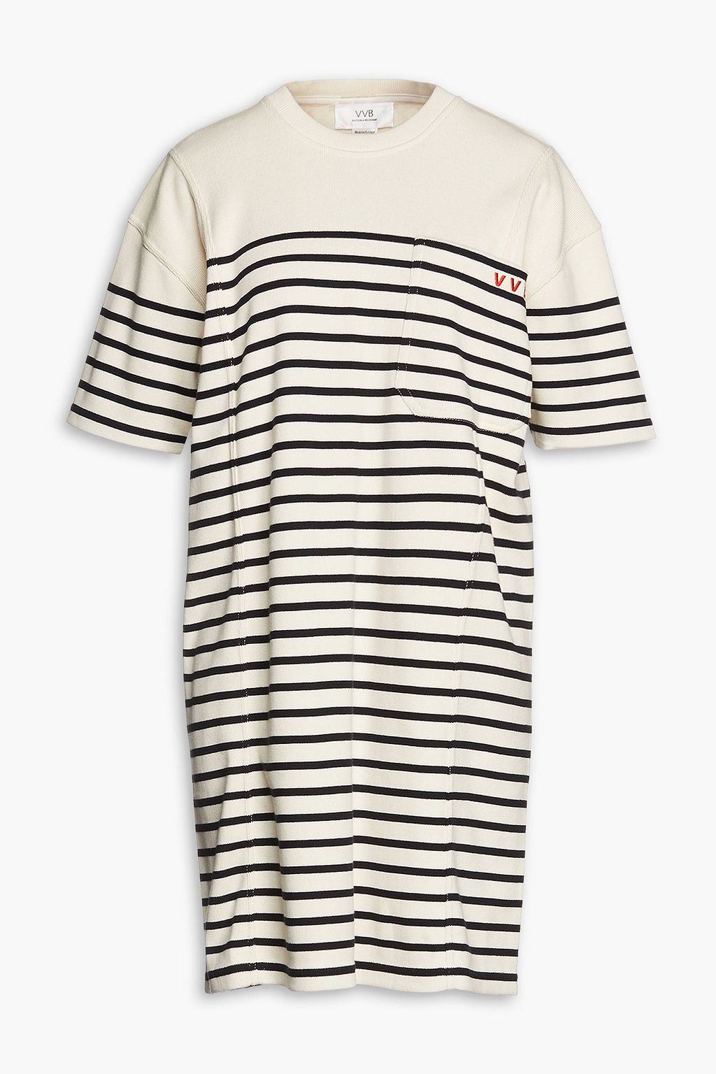 VICTORIA, VICTORIA BECKHAM Embroidered striped cotton mini dress THE