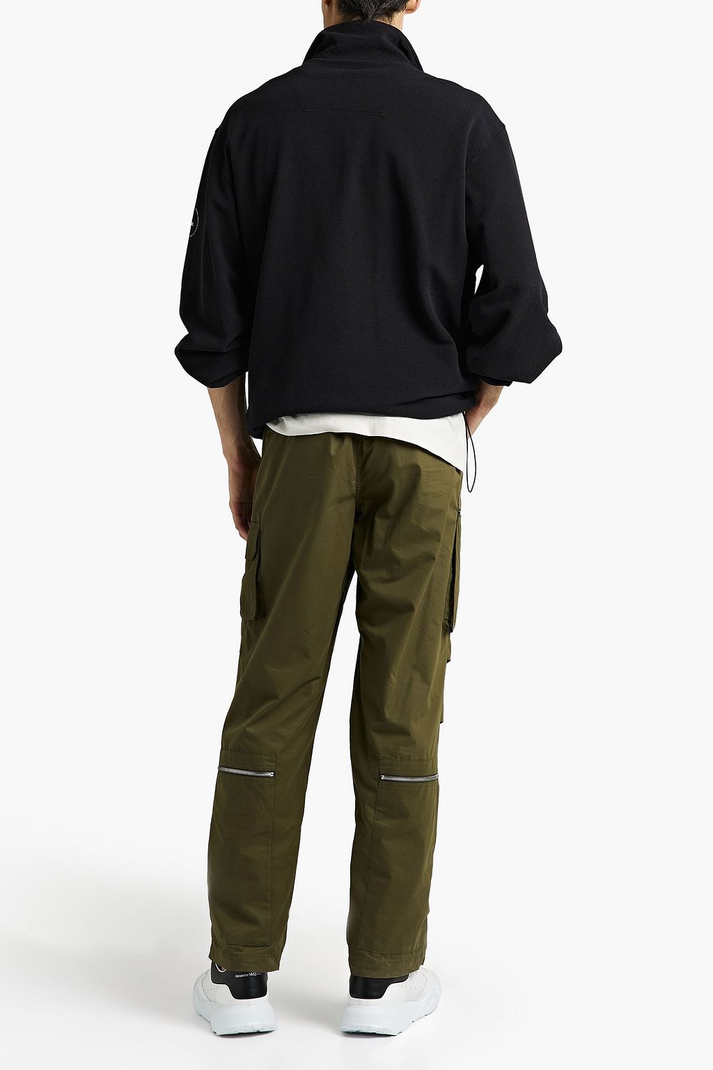 HELMUT LANG Waffle-knit cotton-blend half-zip sweatshirt