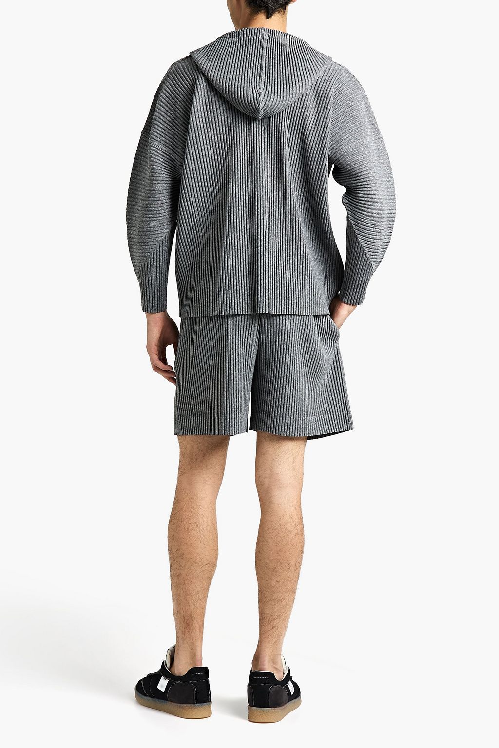 HOMME PLISSÉ BY ISSEY MIYAKE Mélange plissé knitted hoodie