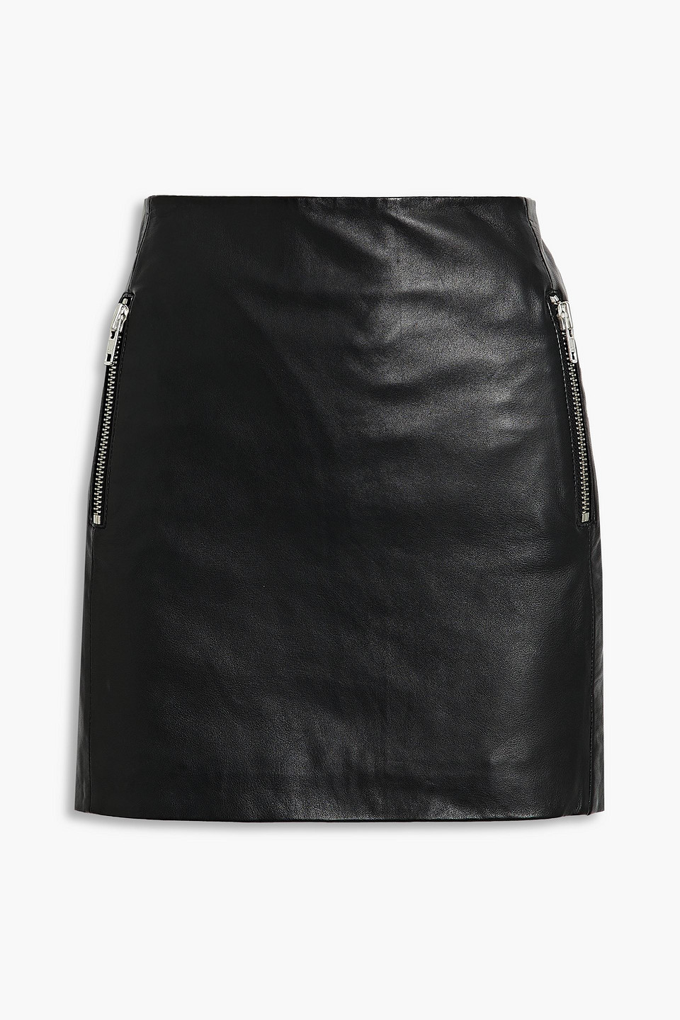 muubaa - reynold leather mini skirt - black - uk 8