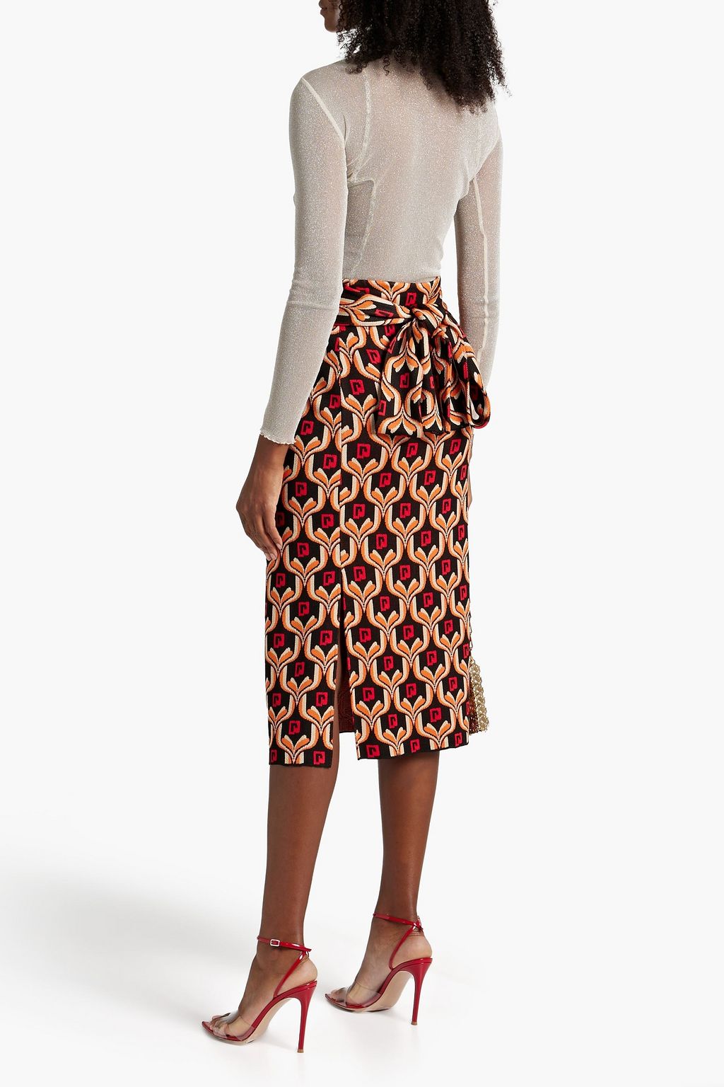RABANNE Jacquard-knit midi skirt
