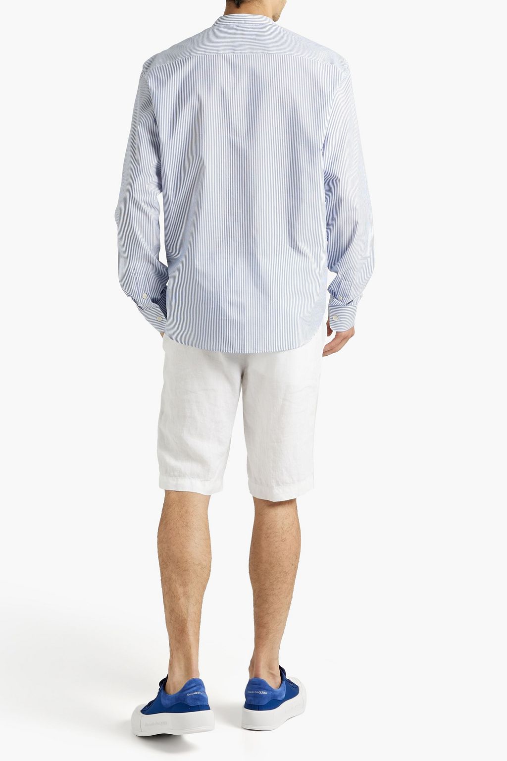 SANDRO Striped cotton-blend shirt
