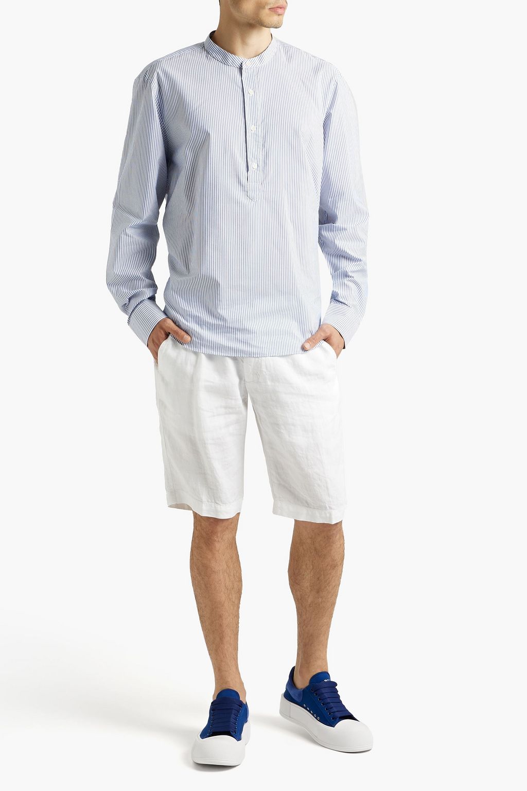 SANDRO Striped cotton-blend shirt