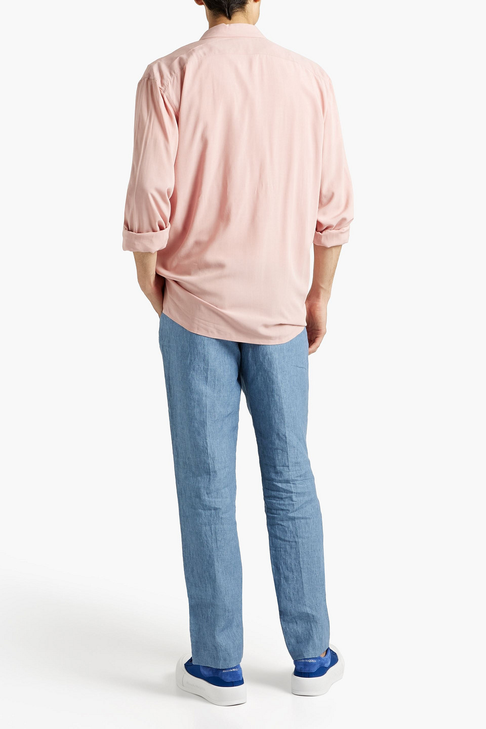 Sandro Linen Pants In Light Blue