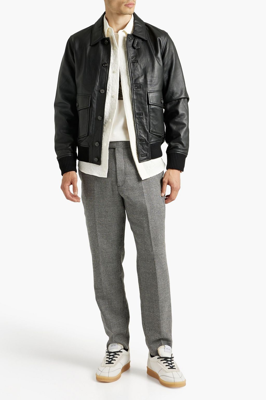 SANDRO Houndstooth wool-blend pants
