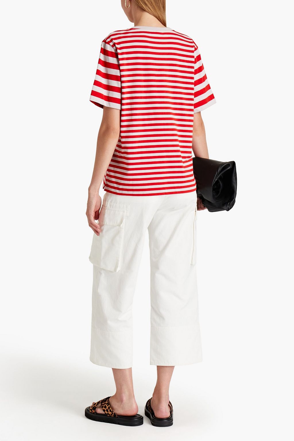 GANNI Striped printed organic cottonjersey Tshirt THE