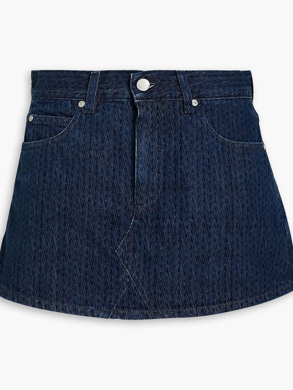 skirt-effect printed denim shorts