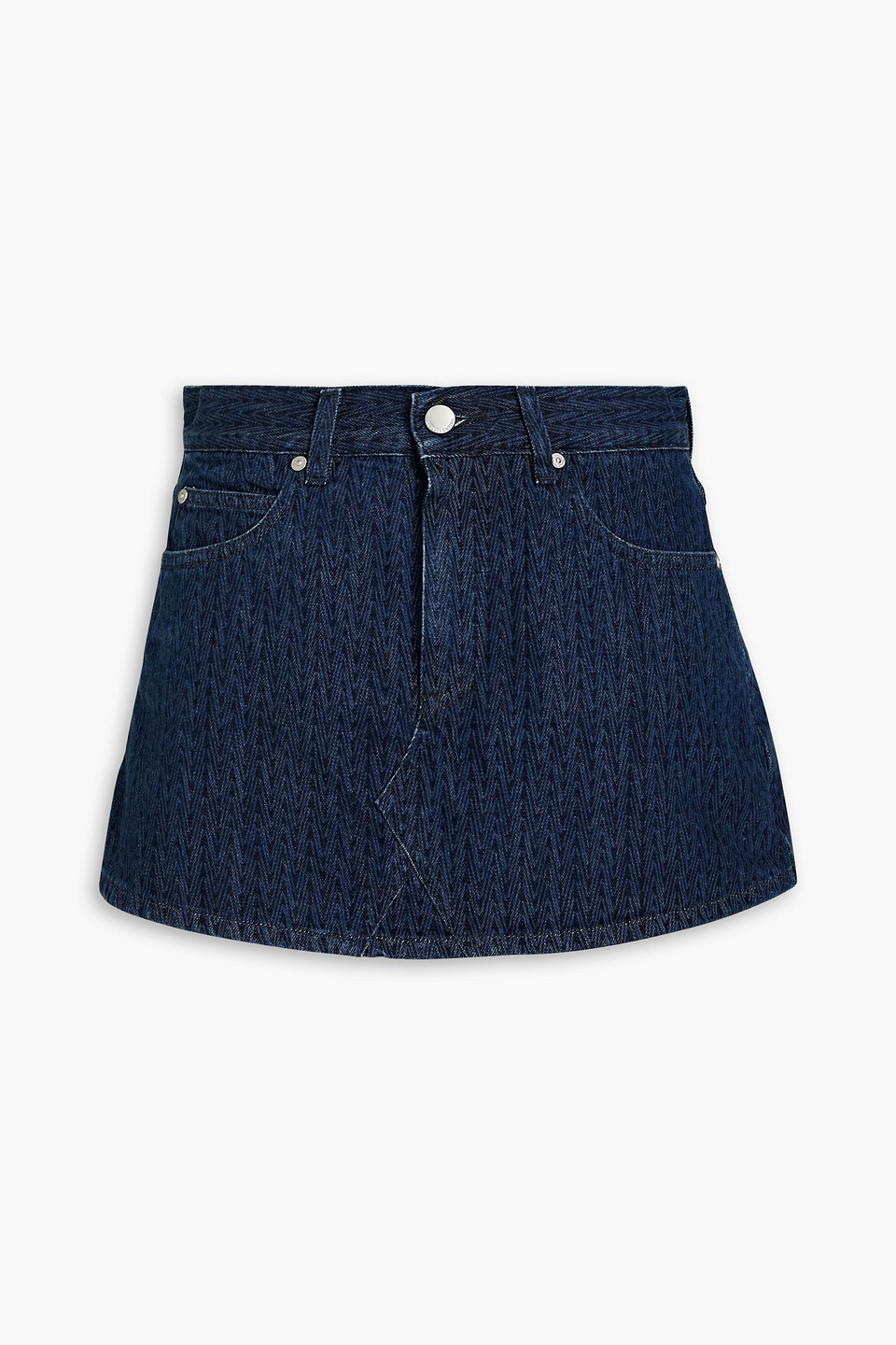 Red Valentino Skirt-effect Printed Denim Shorts In Dark Denim