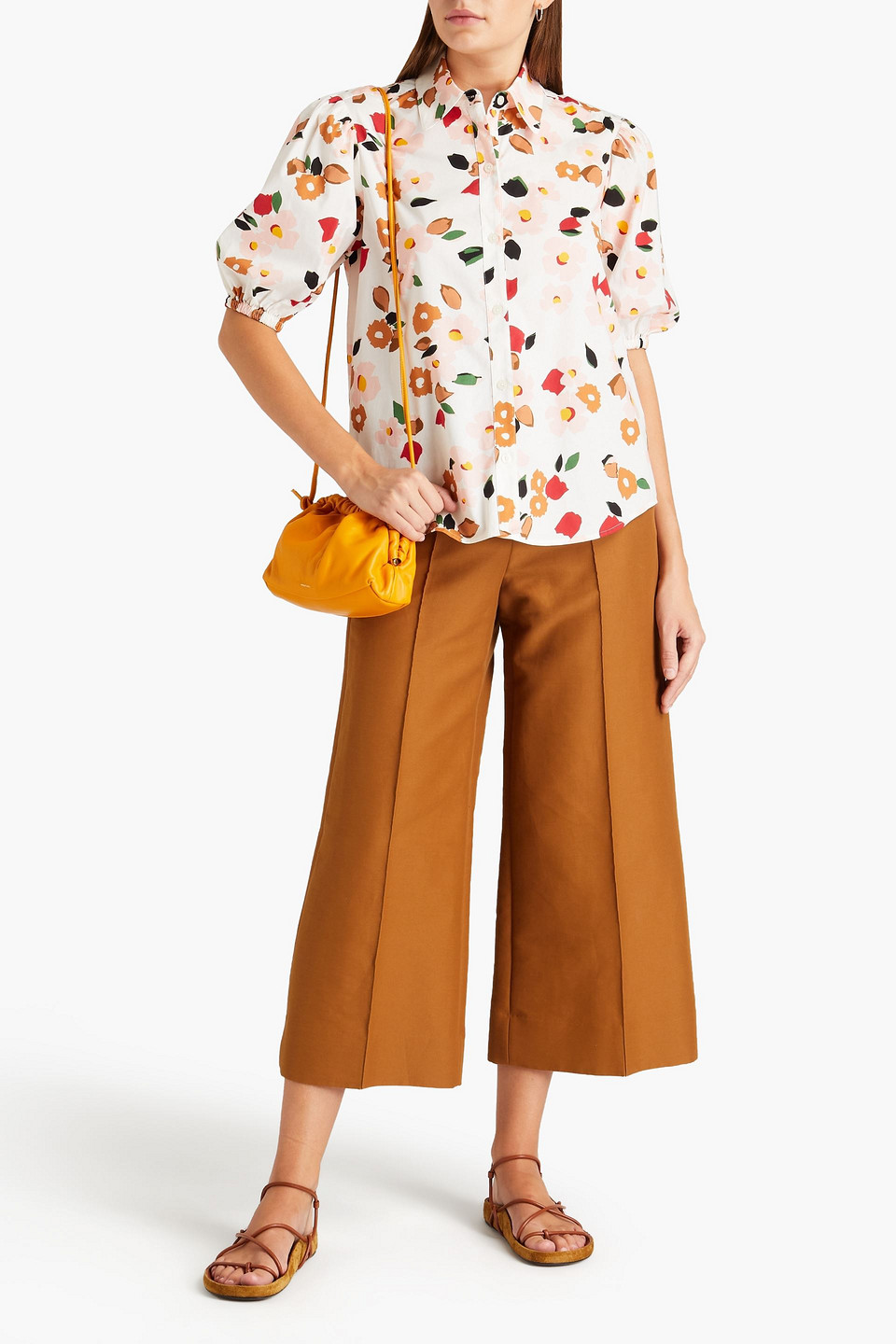 Kate Spade Floral-print Stretch-cotton Poplin Shirt In White